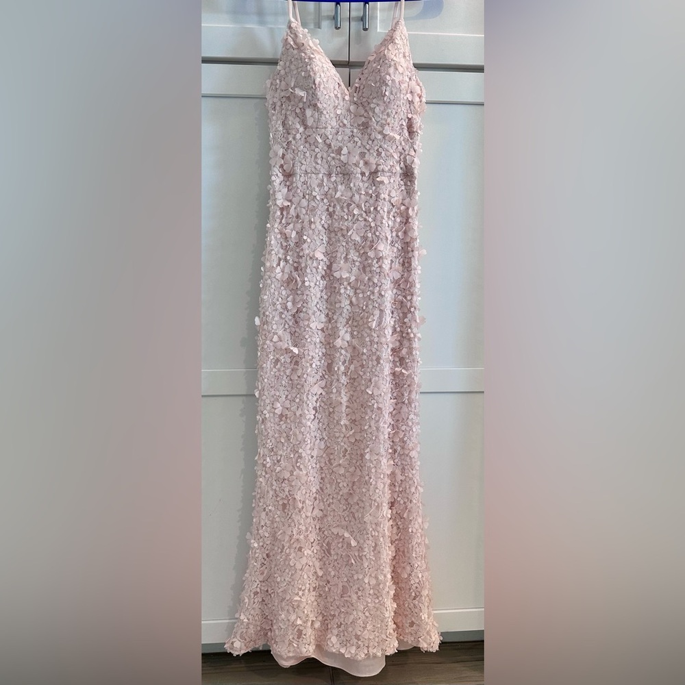 Eliza J Floral Cotton Lace Sheath Blush Pink Formal-Hourglass Dress Size 4
